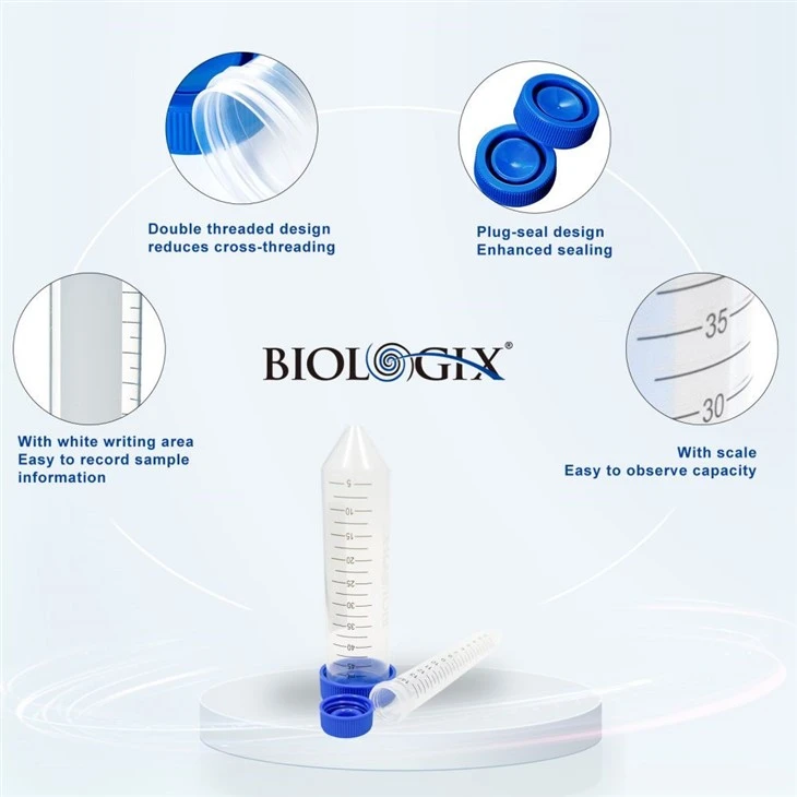 50ml High Quality Flat Cap Conical Bottom PP Centrifuge Tube